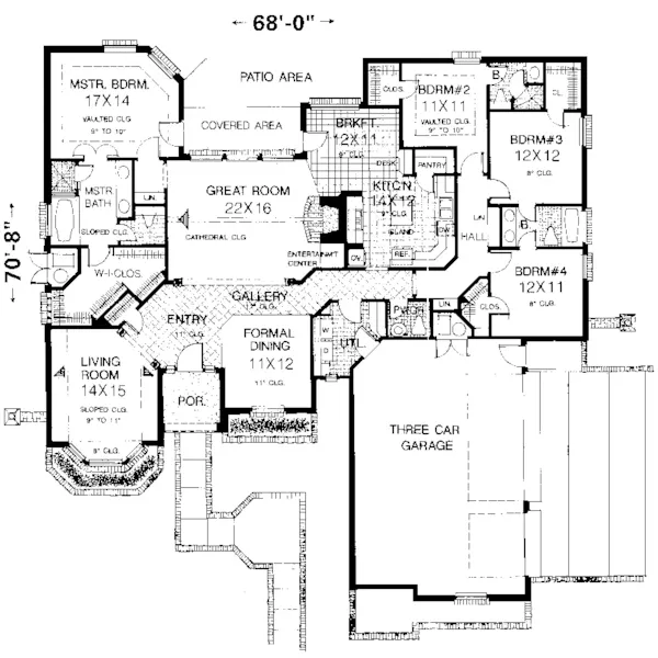 Country French House Plan First Floor - Baileys Harbor European Home 036D-0057 - Search House Plans and More