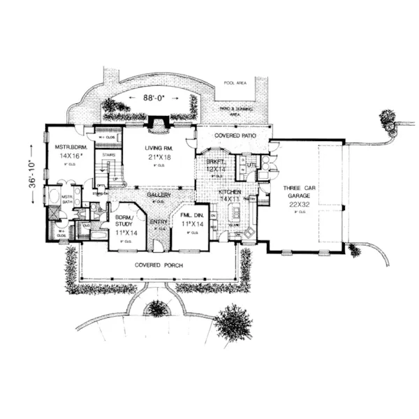 Farmhouse Plan First Floor - Greencreek Early American Home 036D-0059 - Search House Plans and More