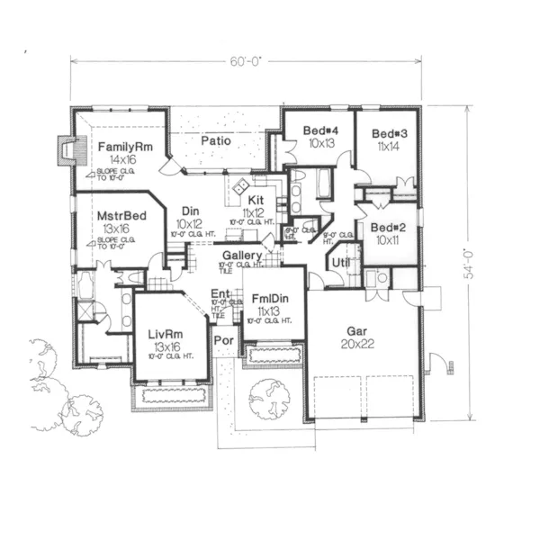 Ranch House Plan First Floor - Bishop Bay Traditional Home 036D-0062 - Search House Plans and More