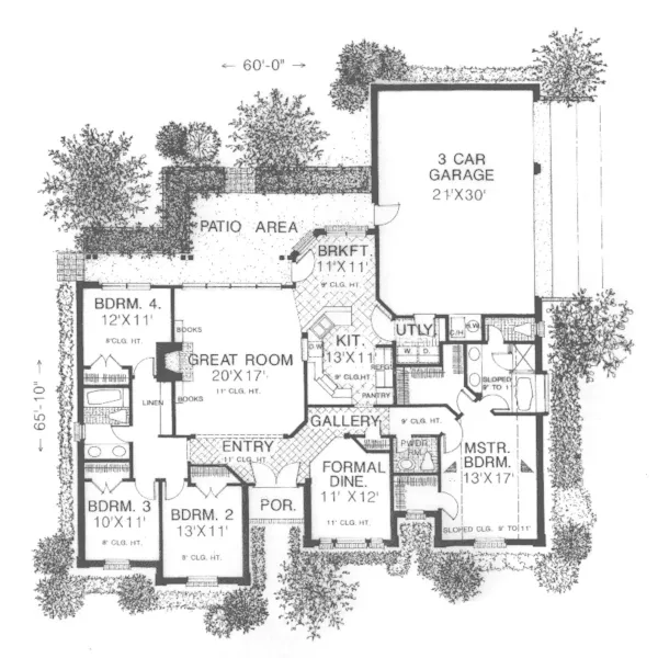 Traditional House Plan First Floor - Fitchburg European Ranch Home 036D-0065 - Search House Plans and More