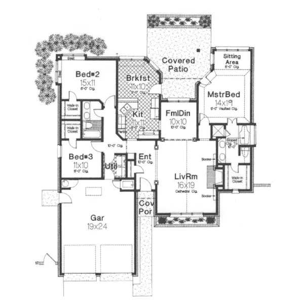 Florida House Plan First Floor - Highland Ridge Ranch Home 036D-0067 - Search House Plans and More