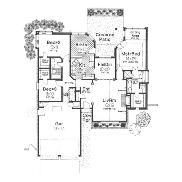 Florida House Plan First Floor - Des Peres Park Ranch Home 036D-0068 - Search House Plans and More