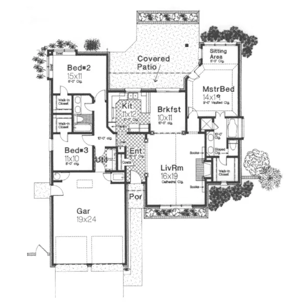 Florida House Plan First Floor - Stevens Point Ranch Home 036D-0070 - Shop House Plans and More