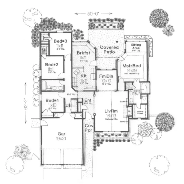 Southern House Plan First Floor - Ardwick Traditional Ranch Home 036D-0076 - Search House Plans and More