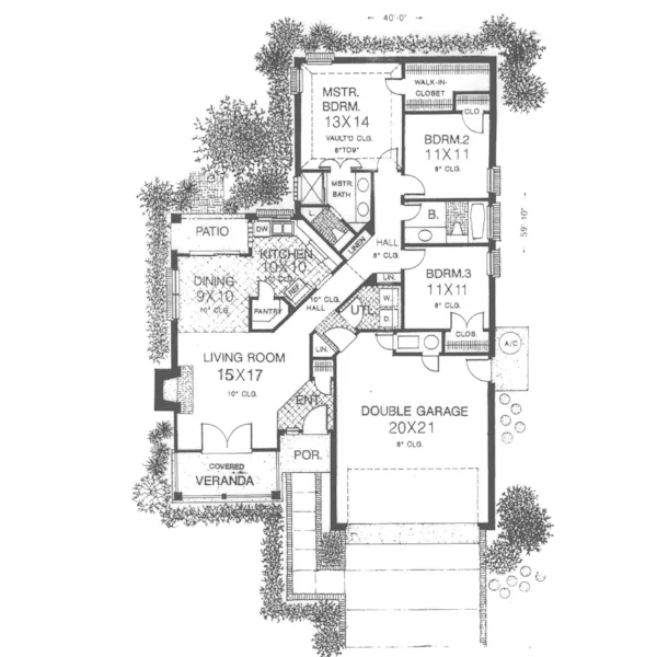 Southern House Plan First Floor - Horizon Point Ranch Home 036D-0083 - Search House Plans and More