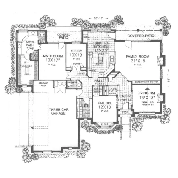 Southern House Plan First Floor - Wilder Manor Luxury Home 036D-0085 - Shop House Plans and More