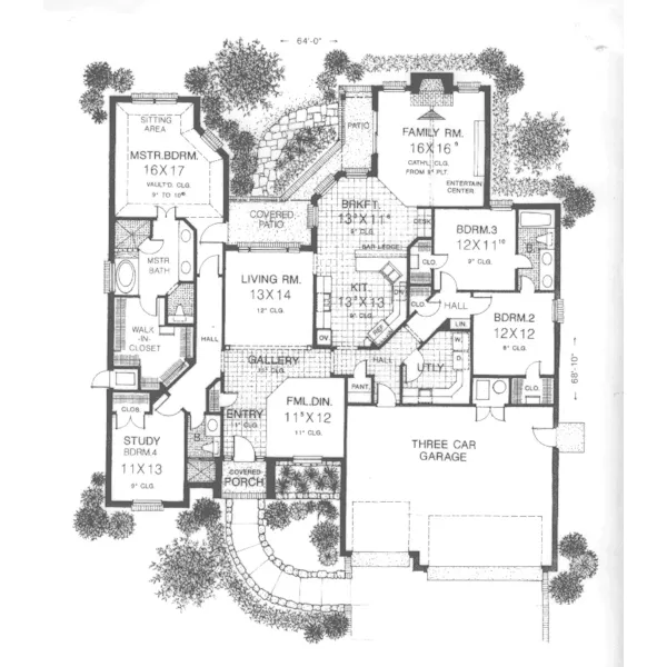 European House Plan First Floor - Thirlwall European Ranch Home 036D-0086 - Shop House Plans and More