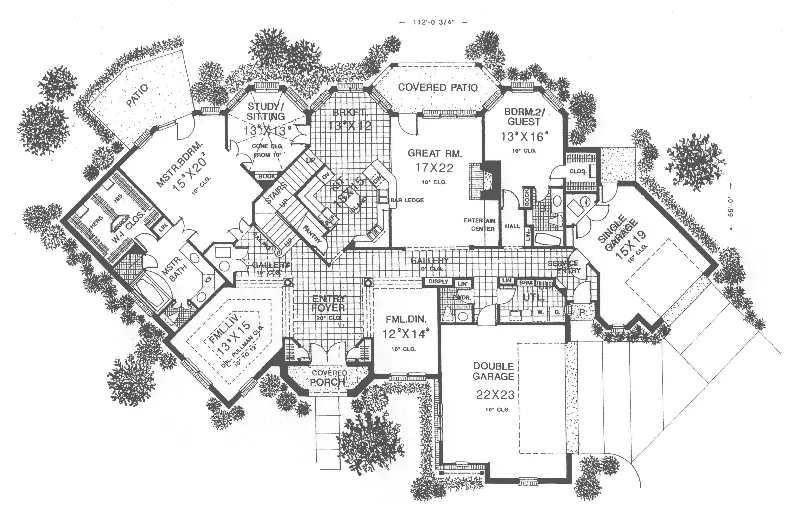 Southern House Plan First Floor - Vanderwood Castle-Like Home 036D-0088 - Shop House Plans and More