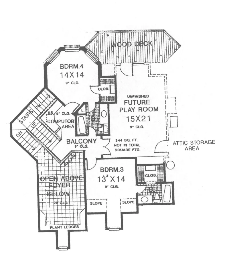 Southern House Plan Second Floor - Vanderwood Castle-Like Home 036D-0088 - Shop House Plans and More