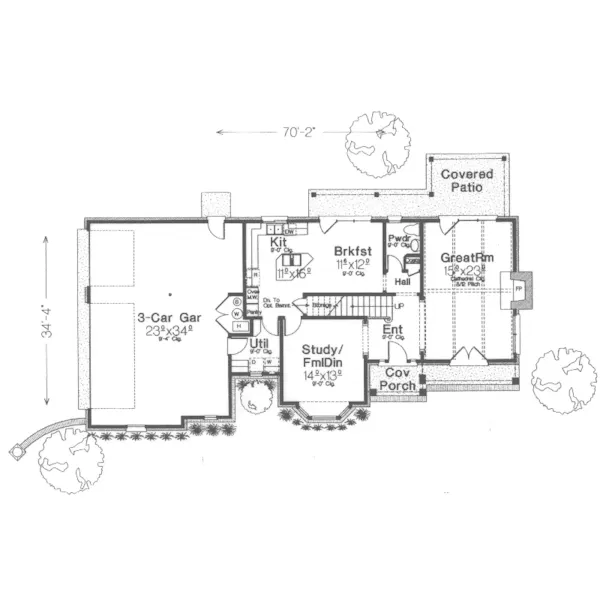 Craftsman House Plan First Floor - Wilson Manor Shingle Home 036D-0091 - Shop House Plans and More