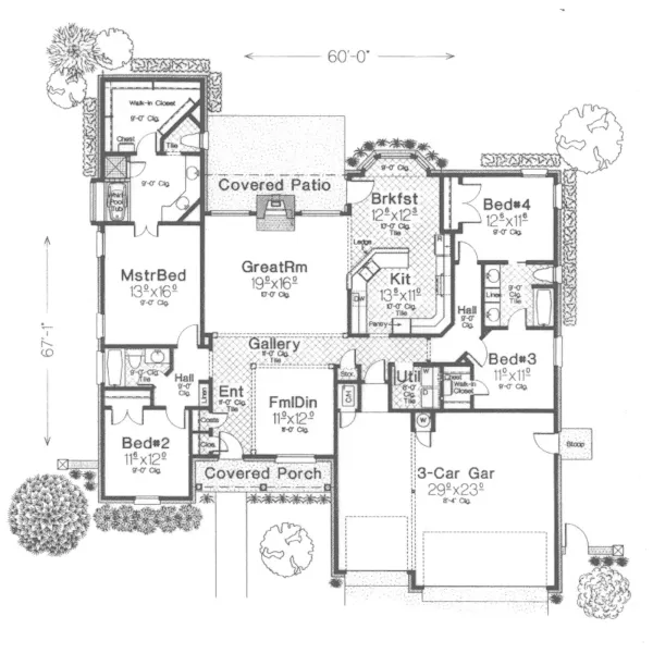 European House Plan First Floor - Greenview Ranch Home 036D-0092 - Search House Plans and More