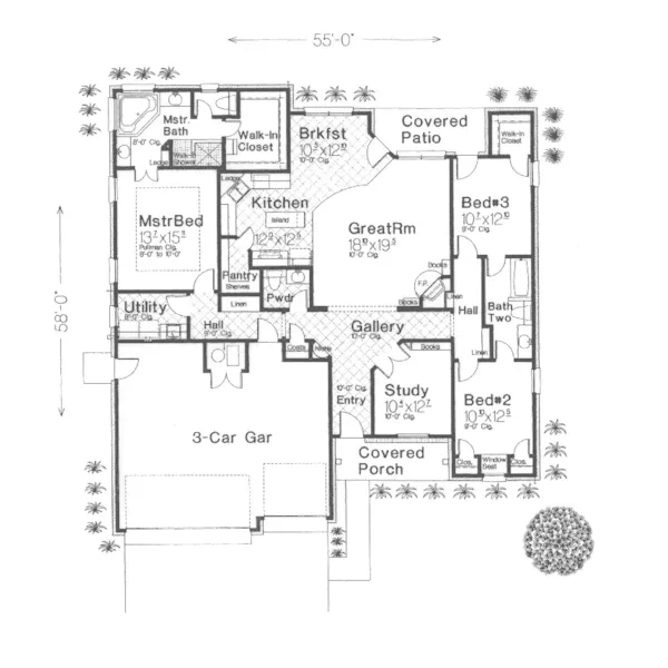 Traditional House Plan First Floor - Vandiver Hill European Home 036D-0098 - Shop House Plans and More