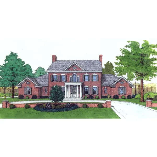 Traditional Luxury Two-Story Wrapped In Brick With Front Pillared Porch