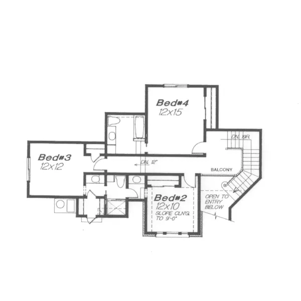 Craftsman House Plan Second Floor - Mozingo Traditional Home 036D-0100 - Shop House Plans and More