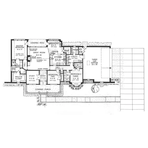 Traditional House Plan First Floor - Lindenwold Country Ranch Home 036D-0105 - Shop House Plans and More