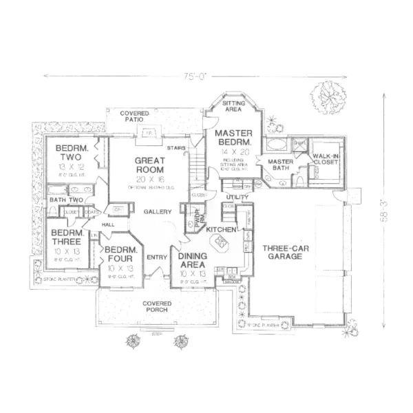 Acadian House Plan First Floor - Baalman Country Home 036D-0107 - Search House Plans and More