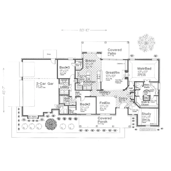 Traditional House Plan First Floor - Meason Meadow Southern Home 036D-0114 - Shop House Plans and More