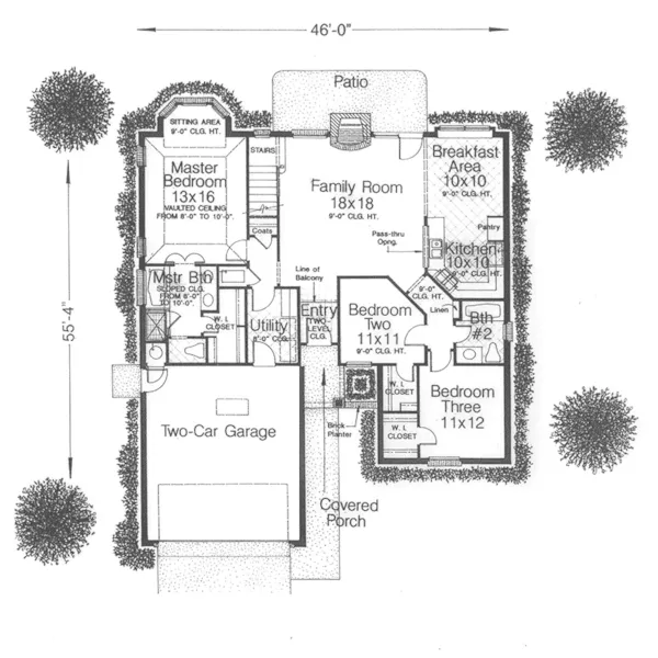 Ranch House Plan First Floor - Pea Ridge Tudor Home 036D-0121 - Shop House Plans and More