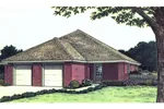 Simple Ranch Home Design With Double Garage Doors In The Front