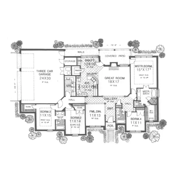 European House Plan First Floor - Flint Hill Country French Home 036D-0124 - Search House Plans and More