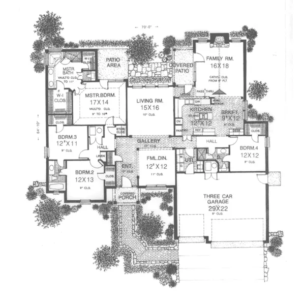 Ranch House Plan First Floor - Galway Pond Craftsman Style Home 036D-0129 - Search House Plans and More