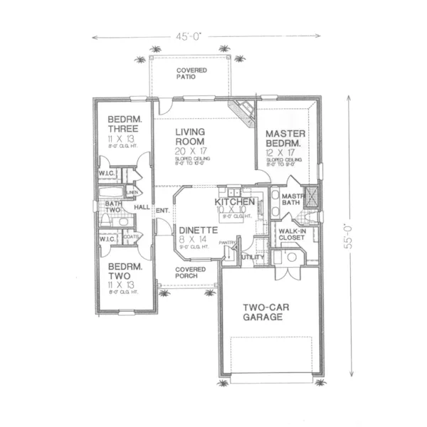 Traditional House Plan First Floor - Ravinia Rustic Ranch Home 036D-0134 - Shop House Plans and More