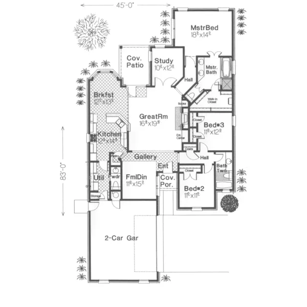 Traditional House Plan First Floor - Merlot European Ranch Home 036D-0144 - Shop House Plans and More