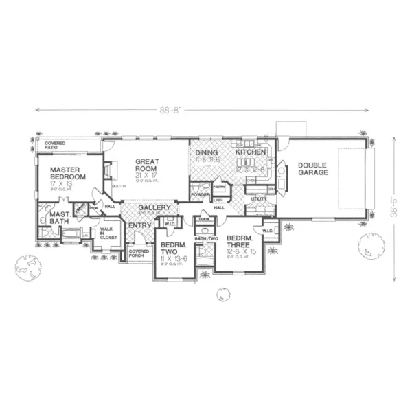 Modern House Plan First Floor - Oak Hill Manor Ranch Home 036D-0146 - Shop House Plans and More