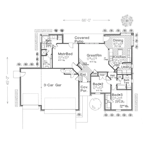 Southern House Plan First Floor - Ekland Traditional Ranch Home 036D-0147 - Search House Plans and More