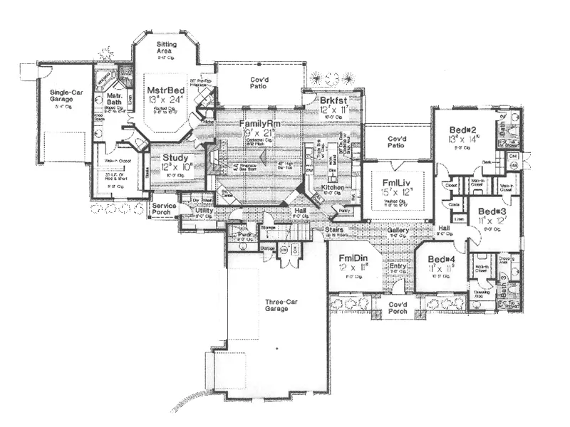 Luxury House Plan First Floor - Forestview Ridge European Home 036D-0151 - Search House Plans and More