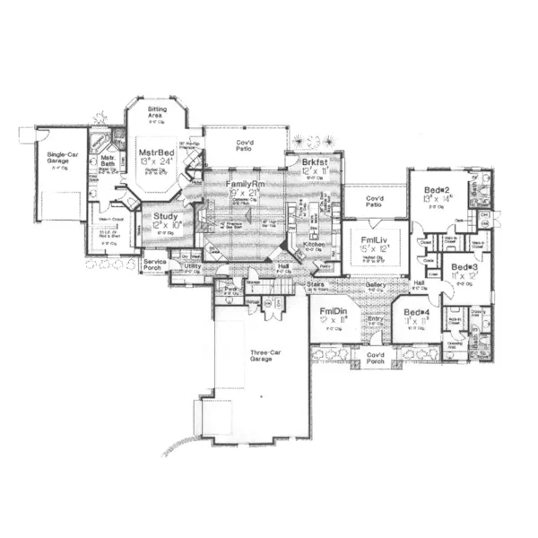 Luxury House Plan First Floor - Forestview Ridge European Home 036D-0151 - Search House Plans and More