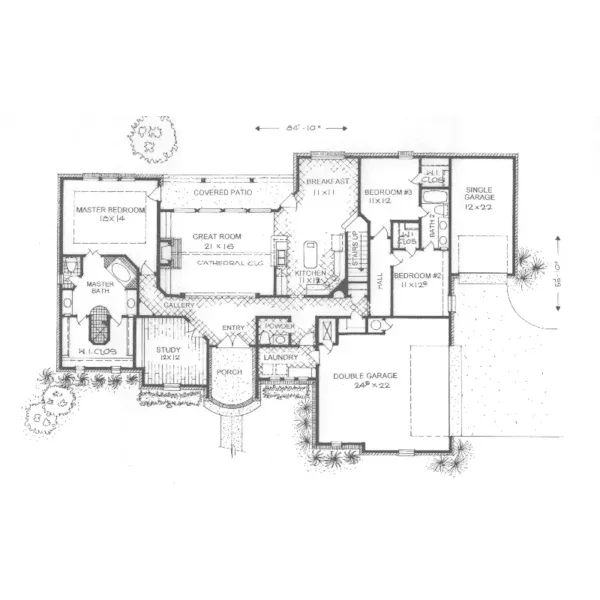 Ranch House Plan First Floor - Deer Orchard European Home 036D-0157 - Search House Plans and More