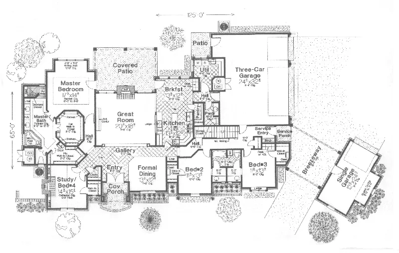 Ranch House Plan First Floor - Tallard Luxury European Home 036D-0160 - Shop House Plans and More