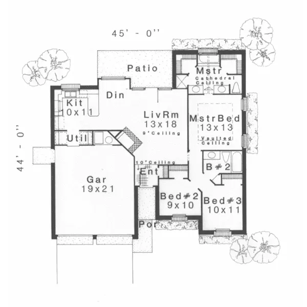 Southern House Plan First Floor - Hargrove Mill Ranch Home 036D-0167 - Search House Plans and More