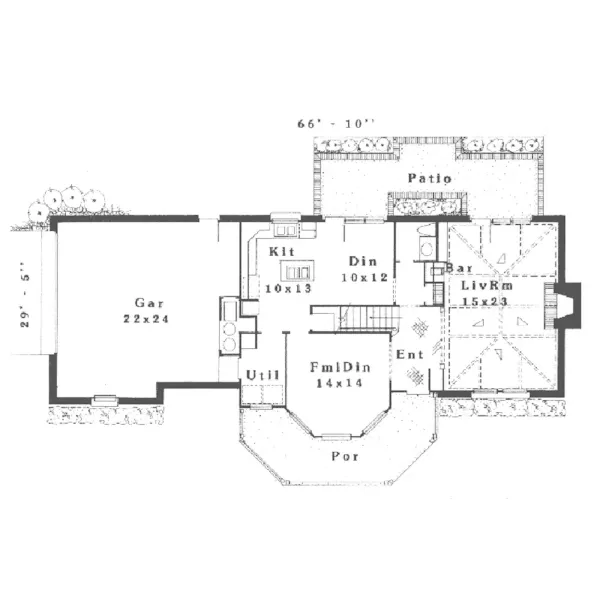 Southern House Plan First Floor - Broadmere Country Farmhouse 036D-0169 - Search House Plans and More