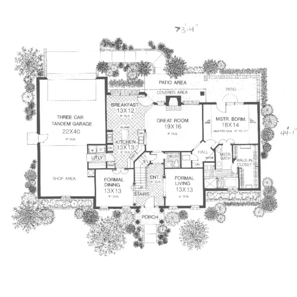 European House Plan First Floor - Carson Early American Home 036D-0177 - Search House Plans and More