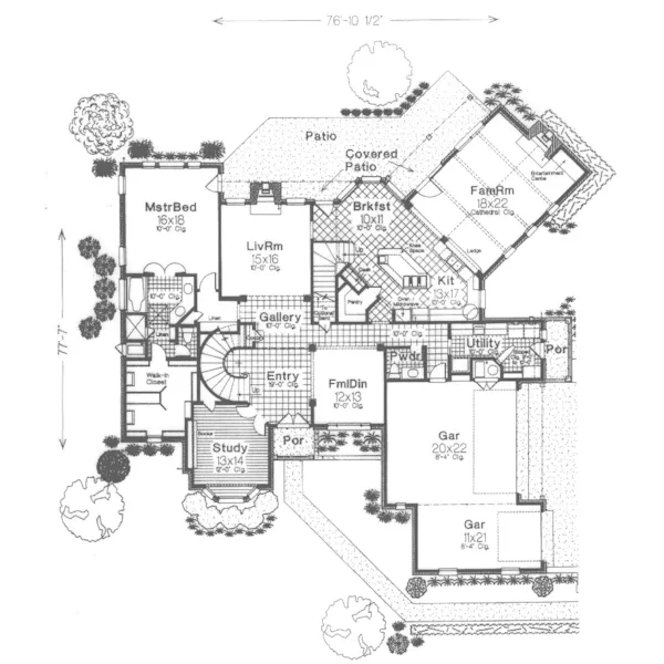 Modern House Plan First Floor - Birch Forest European Home 036D-0178 - Search House Plans and More