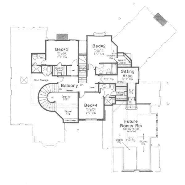 Modern House Plan Second Floor - Birch Forest European Home 036D-0178 - Search House Plans and More