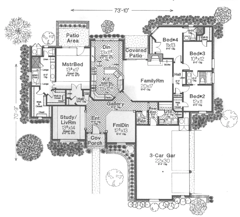 Traditional House Plan First Floor - Denise European Ranch Home 036D-0181 - Search House Plans and More