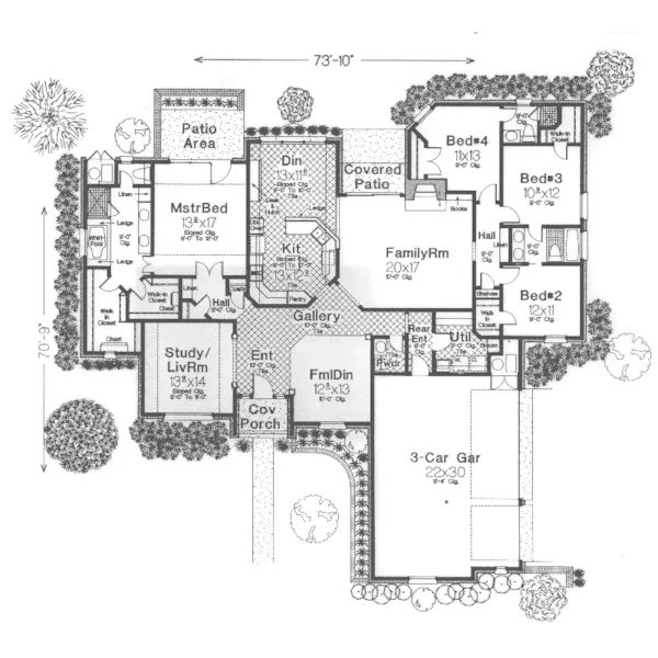 Southern House Plan First Floor - Denise European Ranch Home 036D-0181 - Search House Plans and More