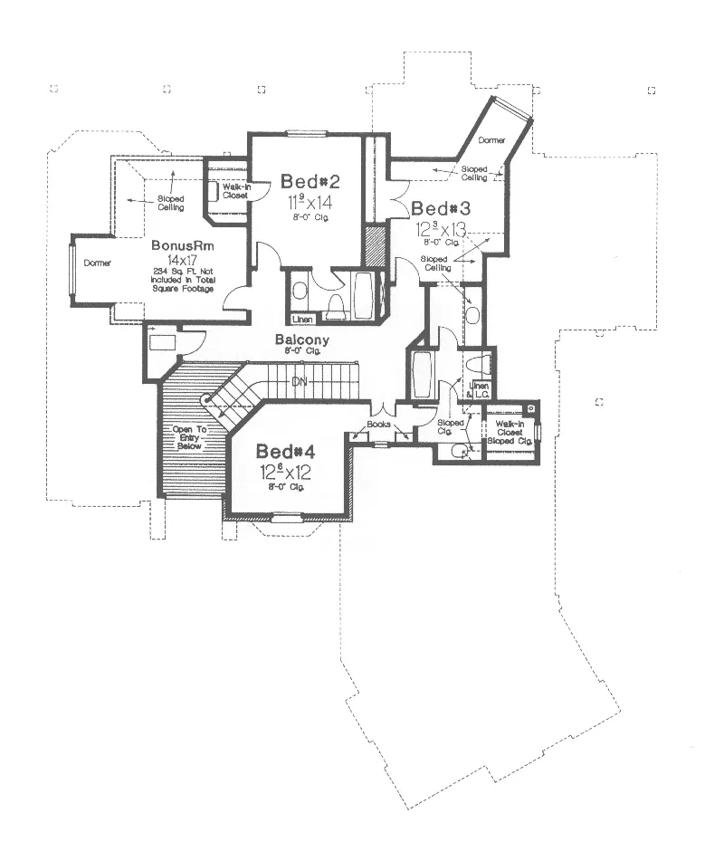 Modern House Plan Second Floor - Provence European Home 036D-0183 - Shop House Plans and More