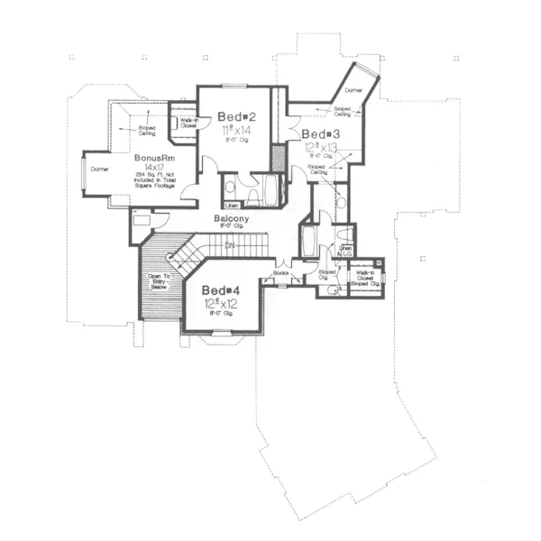 Southern House Plan Second Floor - Provence European Home 036D-0183 - Shop House Plans and More