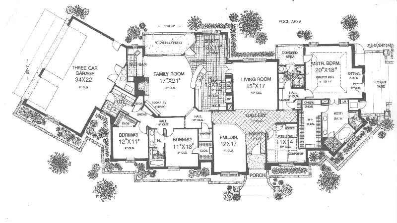 Ranch House Plan First Floor - Salida Manor Luxury Ranch Home 036D-0190 - Shop House Plans and More