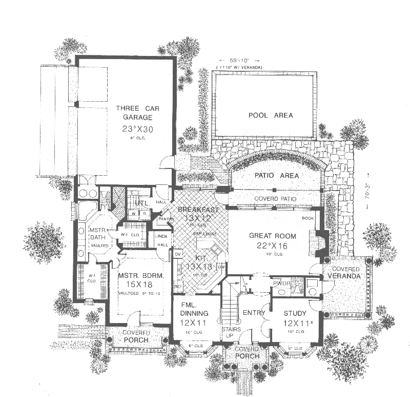 Traditional House Plan First Floor - Abraham Georgian Style Home 036D-0192 - Search House Plans and More
