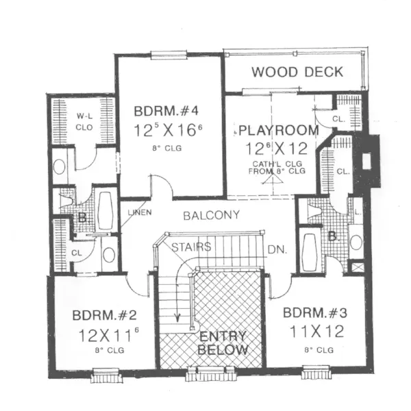 Colonial House Plan Second Floor - Abraham Georgian Style Home 036D-0192 - Search House Plans and More