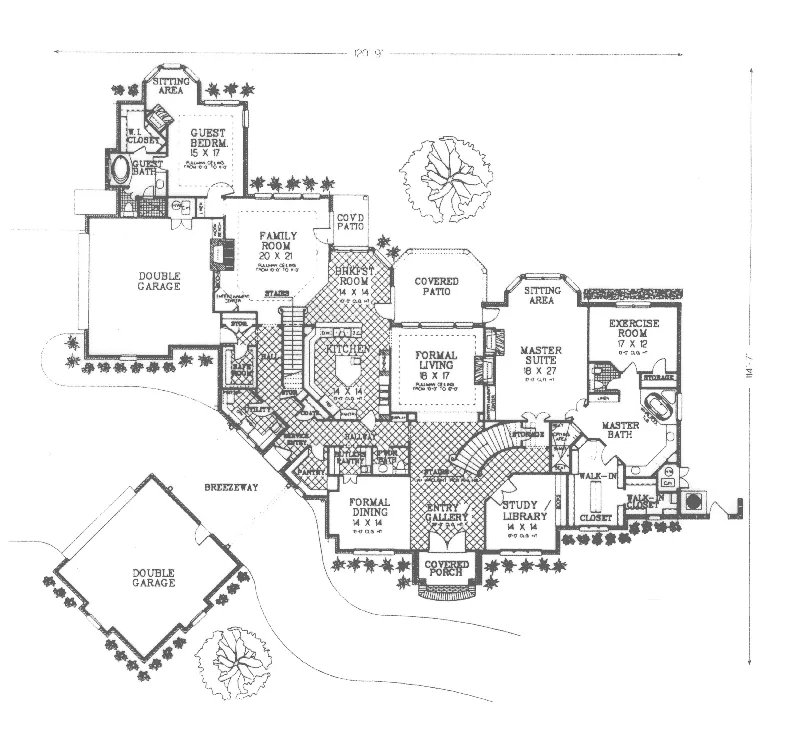 Colonial House Plan First Floor - Merritt European Luxury Home 036D-0195 - Shop House Plans and More