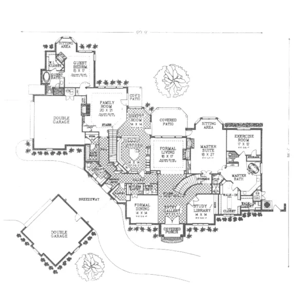 Modern House Plan First Floor - Merritt European Luxury Home 036D-0195 - Shop House Plans and More