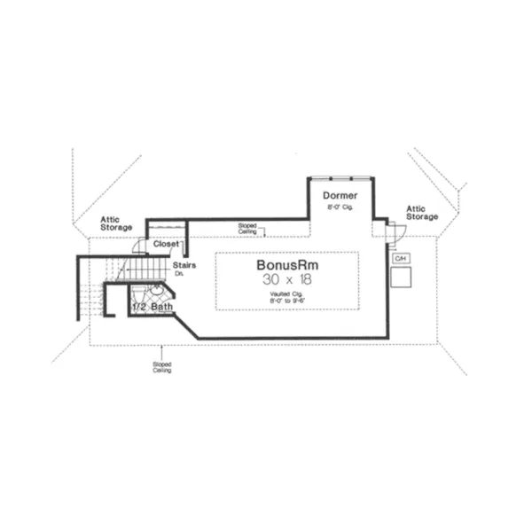 Traditional House Plan Bonus Room - Appleby European Ranch Home 036D-0199 - Search House Plans and More