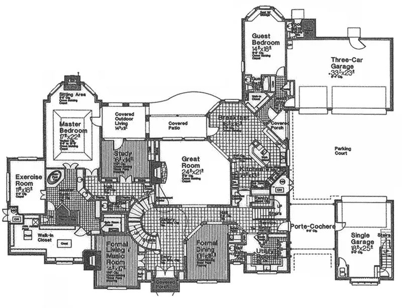 European House Plan First Floor - Newstead Manor Luxury Home 036D-0203 - Shop House Plans and More