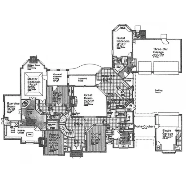 European House Plan First Floor - Newstead Manor Luxury Home 036D-0203 - Shop House Plans and More